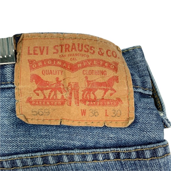 Levi's 569 Baggy Straight Blue Jean's 90s Y2K Mid Vintage Wash 36x30 Well Loved - Picture 4 of 10
